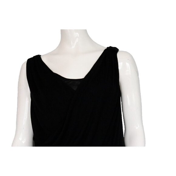 Club Monaco Women's Medium Black Tank Top Scoop Neck Jersey Ribbon Strap Shirt - Picture 3 of 8